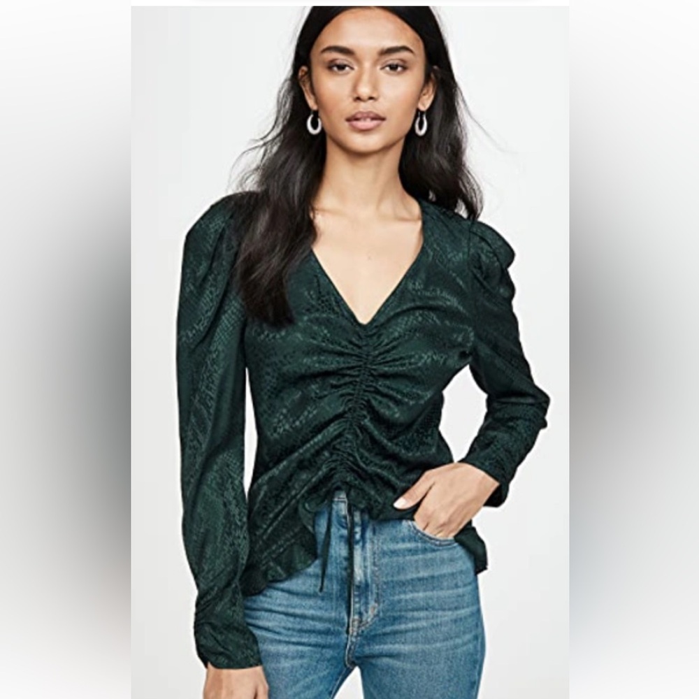 Parker Ellie Silk-blend Blouse In Pine Size Small